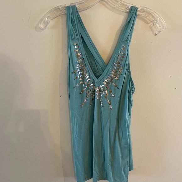 Mint Sequin Rayon Cami Aqua - Picture 4 of 6